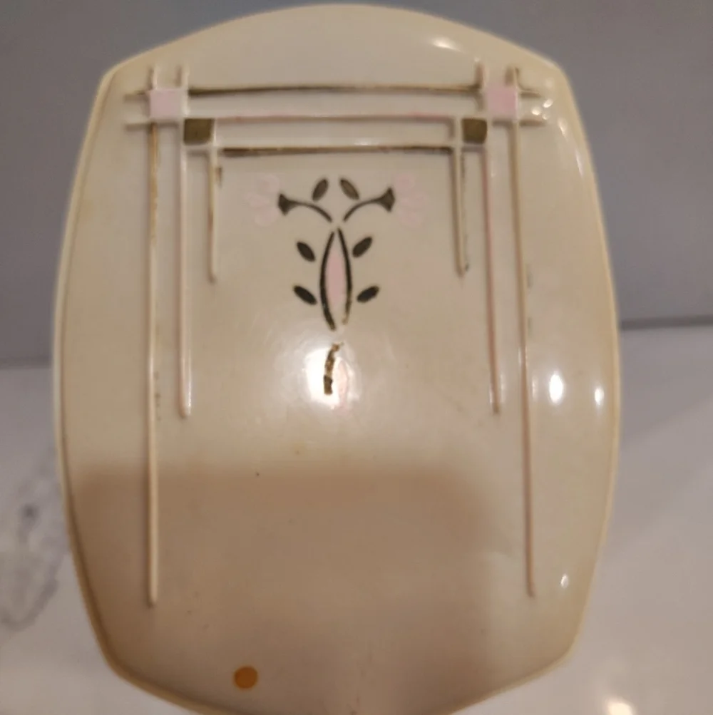 Vintage Bakelite Celluloid Art Deco Style Vanity Hand Mirror Ivory  12.75